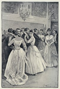 Kuvitus Anna Kareninalle: Kitty ballissa (litho)