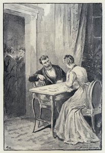 Kuvitus Anna Kareninalle: Levin kosi Kittyä (litho)