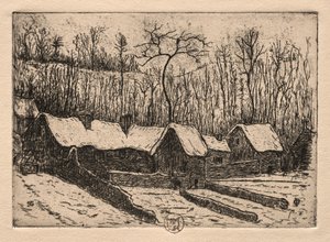Kuusi etsausta: Olkikattoinen leipomo, Auvers, 1895.