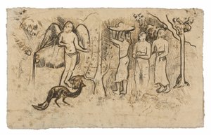 Enkeli, riikinkukko ja kolme tahitialaista tekijältä Paul Gauguin