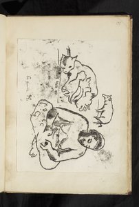 Avant et après - Istuva nainen, kissa pentuineen ja sika tekijältä Paul Gauguin