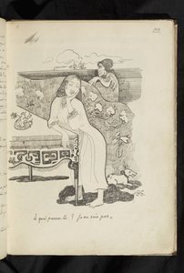 Ennen ja jälkeen - piirustus "Mitä ajattelet? En tiedä" tekijältä Paul Gauguin