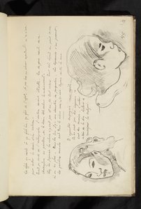 Avant et après - teksti ja kaksi piirustusta tytön päästä tekijältä Paul Gauguin