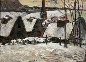 Breton kylä lumen alla (öljy kankaalle tekijältä Paul Gauguin