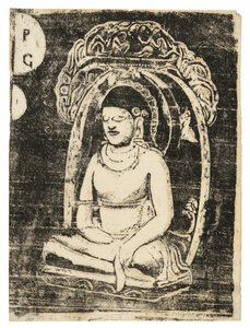Buddha, myöhäisten puupiirrosten sviitistä tekijältä Paul Gauguin