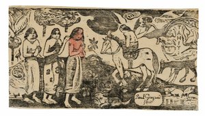 Asuinpaikan vaihto Late Wood-Block Prints -sarjasta tekijältä Paul Gauguin