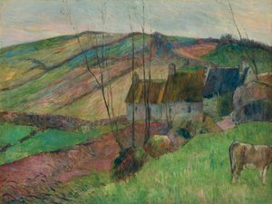 Mökit Mont Sainte-Margueriten kyljillä; Mökit Montagne Sainte-Margueriten puolella, 1888 tekijältä Paul Gauguin