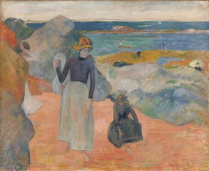 Ranskalainen:  Sur la plage en Bretagne At the Beach (Rannalla) tekijältä Paul Gauguin