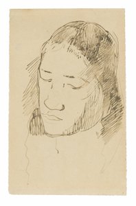 Tahitilaisen naisen pää (recto), luonnokset anatomisista yksityiskohdista (käänteinen) tekijältä Paul Gauguin