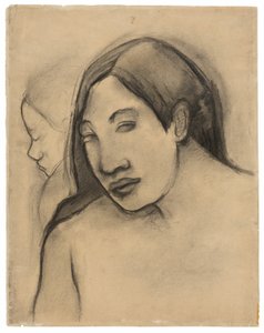 Tahitilaisten naisten päämiehet, etu- ja profiilinäkymät tekijältä Paul Gauguin