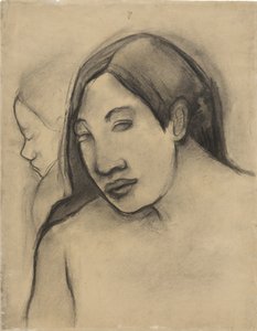 Tahitilaisten naisten päämiehet, etu- ja profiilinäkymät, 1891-93 tekijältä Paul Gauguin