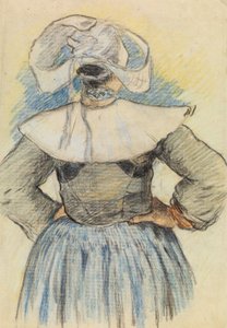 La Bretonne, Pont-Aven n. 1886 (liitu paperille) tekijältä Paul Gauguin