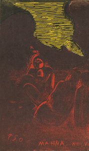 Mahna no Varua Ino Demoni puhuu [verso], 18941895. tekijältä Paul Gauguin