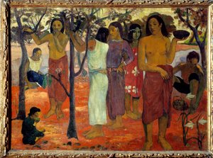 Nave nave mahana (Herkulliset päivät). Tahitilaiset naiset puutarhassa. Paul Gauguinin (1848-1903) maalaus 1896 su. 0,94 x 1,3 m Lyon, museo des Beaux Arts - Nave Nave Mahana, joka tunnetaan myös nimellä "" Delicious Day"". Ryhmä tahitilaisia naisia puutar tekijältä Paul Gauguin