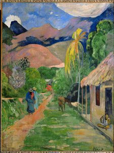 Papeeten polku, nimeltään rue du Tahiti (öljy kankaalle) tekijältä Paul Gauguin