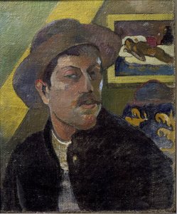 Taiteilijan muotokuva hatun kanssa - öljy kankaalle tekijältä Paul Gauguin
