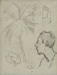 Charles Lavalin profiili palmuilla ja muilla luonnoksilla tekijältä Paul Gauguin
