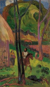 Ratsumiehet kotan edessä (Cavalier devant la case). 1902 tekijältä Paul Gauguin