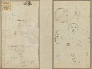 Istuva hahmo ja lehmä; Kolme tutkimusta lapsen päästä tekijältä Paul Gauguin