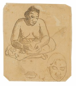 Istuva tahitilainen nainen (recto); Pysyvä tahitilainen nainen (käänteinen) tekijältä Paul Gauguin