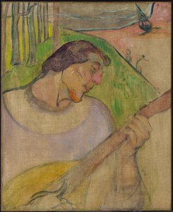 Omakuva mandoliinin kanssa, noin 1889 (öljy kankaalle). tekijältä Paul Gauguin