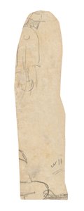 Luonnos hattupäisestä miehestä ja katkelma naisen olkapäästä tekijältä Paul Gauguin