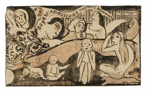 Rakasta ja tulet olemaan onnellinen, sarjasta Late Wood-Block Prints tekijältä Paul Gauguin