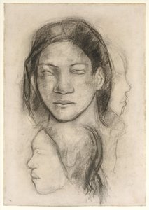 Tahitilaisia kasvoja (edestä ja sivulta) tekijältä Paul Gauguin