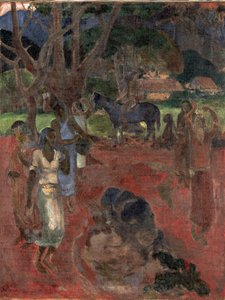 Tahitin maisema yhdeksällä hahmolla. tekijältä Paul Gauguin