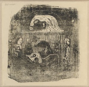 Te Atua (The Gods) Small Plate [verso]finlandès tekijältä Paul Gauguin