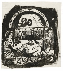 Te atua (Jumala), sarjasta Late Wood-Block Prints tekijältä Paul Gauguin
