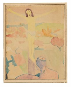 Keltainen Kristus (etusivu), nainen ui purossa kahlaamassa (etusivu) tekijältä Paul Gauguin