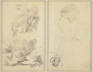Puut; Luonnos Breton Boysta [verso] tekijältä Paul Gauguin