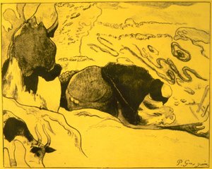 Washerwomen, Volpini-sarjasta: Dessins lithographiques, 1889., 1889. tekijältä Paul Gauguin