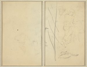 Nainen lehmän ja hanhen kanssa; Vastasuojattu [verso] tekijältä Paul Gauguin
