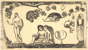 Naiset, eläimet ja lehdet, 1898. tekijältä Paul Gauguin