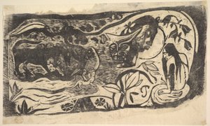 Puupiirros sarvipäällä, 1898-99. tekijältä Paul Gauguin