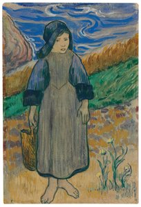 Nuori bretonilainen tyttö meren rannalla; Nuori bretonilainen tyttö meren rannalla, 1889 tekijältä Paul Gauguin