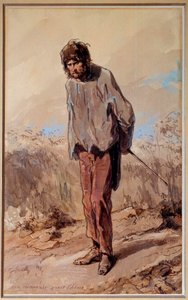 Huono 15 minuuttia Vangilla on hirsipuu. Paul Gavarnin akvarelli ja guassi (1804-1866) tekijältä Paul Gavarni