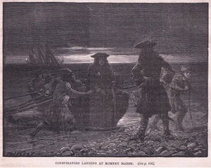 Salaliittolaisten laskeutuminen Romney Marshiin AD 1696 tekijältä Paul Hardy