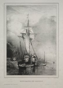 Kuusi merijalkaväkeä: Rouenin ympäristö, Ranska, 1832. tekijältä Paul Huet