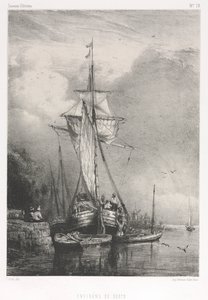 Souvenirs d Artistes nro 78: Kuusi merijalkaväkeä: Rouenin ympäristö, 1832. tekijältä Paul Huet