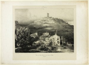 Mont-Perroun torni Allierin rannoilta nähtynä (Auvergne) tekijältä Paul Huet
