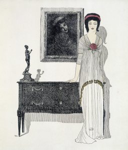 Paul Poiretin luomus elokuvasta "Les Dresses de Paul Poiret", piirros Paul Iribe. 1908 tekijältä Paul Iribe