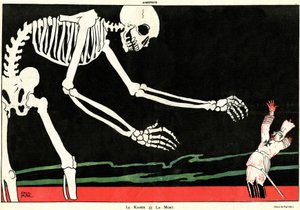 Keisari ja kuolema, Kamerad!, La Baionnette -erikoispainos, nro 18, 4. marraskuuta 1915 (värilitho) tekijältä Paul Iribe