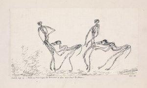 Candide, luku 16. Kun kaksi apinaa seurasi heitä puremassa pakaraan, 1911. tekijältä Paul Klee