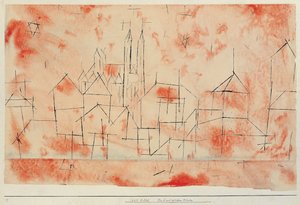 Kaupunki goottilaisen katedraalin kanssa, 1925. tekijältä Paul Klee