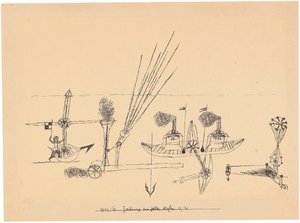 Piirustus keltaiselle satamalle, 1921-1926. tekijältä Paul Klee