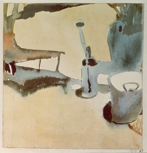 Kukkateline, jossa kastelukannu ja ämpäri tekijältä Paul Klee