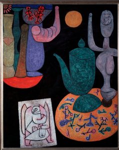 Asetelma mustalla taustalla - maalaus tekijältä Paul Klee